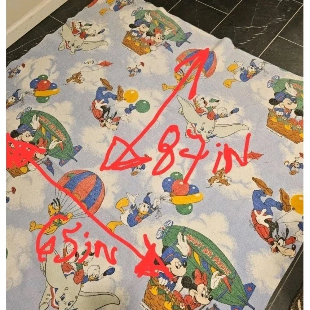 Vtg Walt Disney Company Mickey & Minnie - Goofy  - Dumbo Blanket Chatham U.S.A